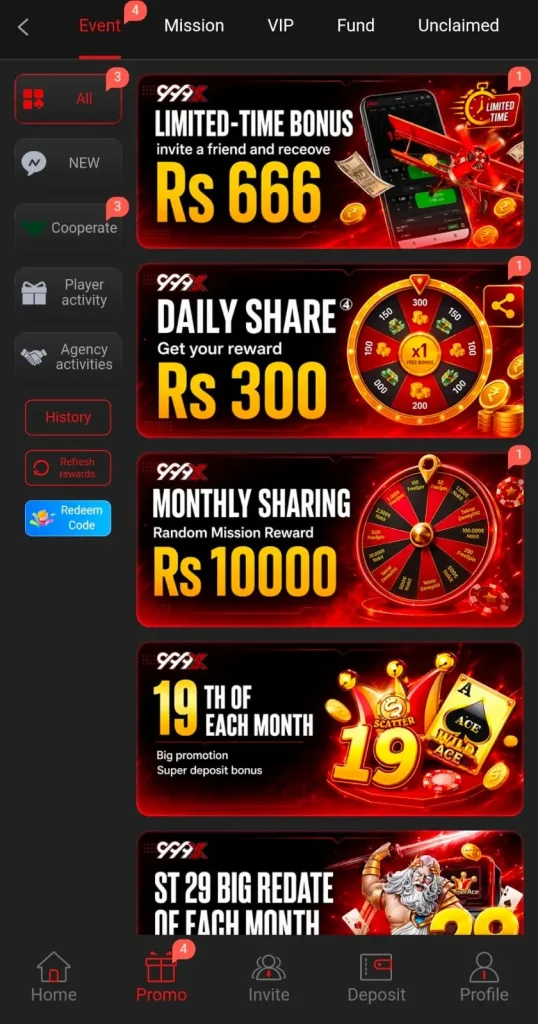 999SX Game Daily Bonuses.