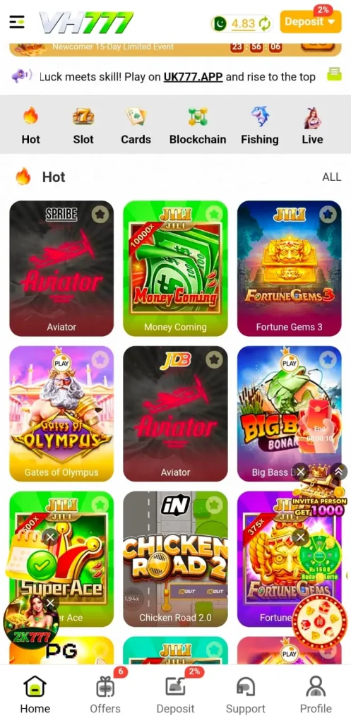 VH777 Game interface screenshot image.